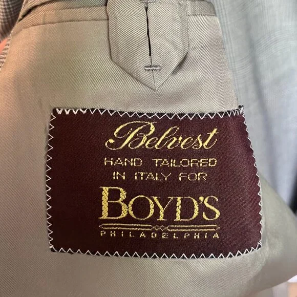 Belvest Light Gray Plaid Suit Super 100s Wool
